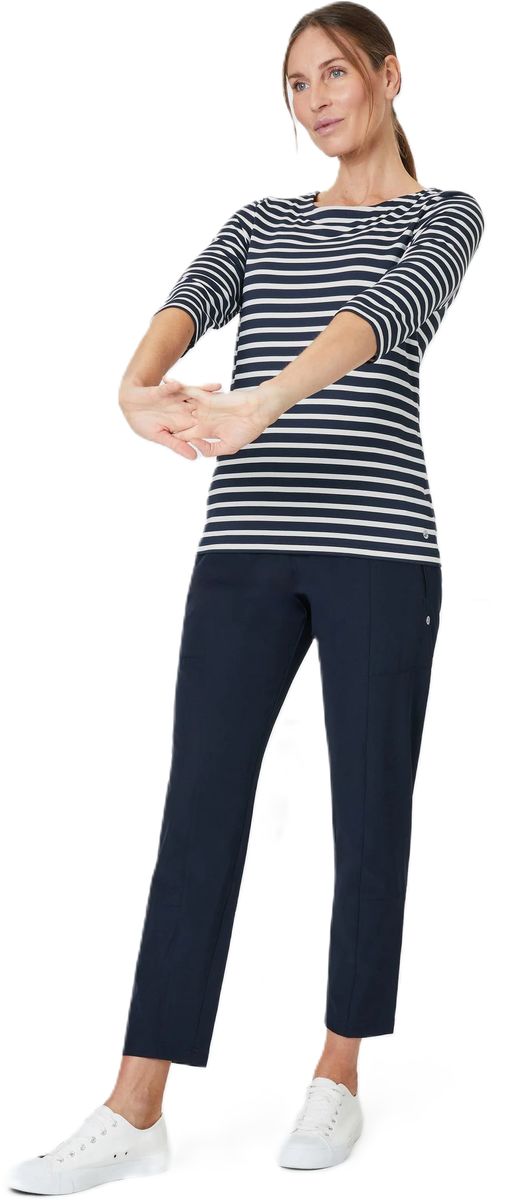 Gestreiftes 3/4-Arm-Oberteil mit U-Boot-Ausschnitt