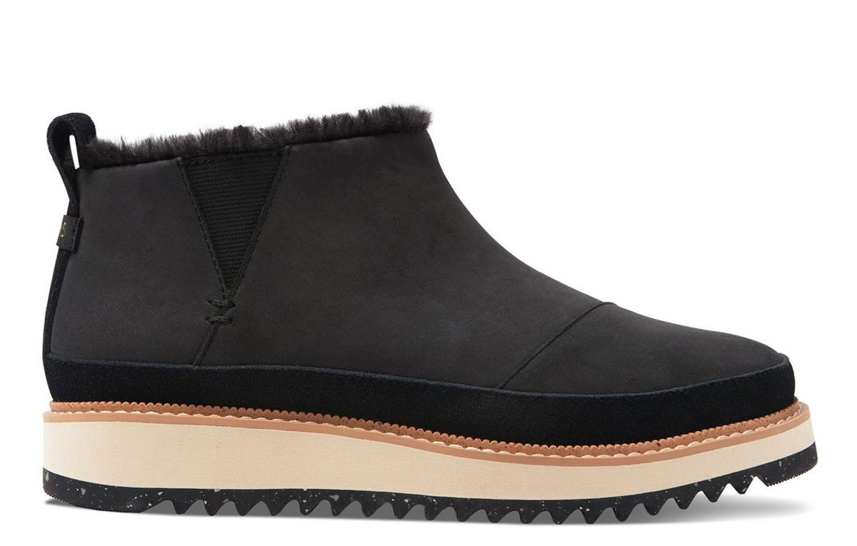 Platform-Stiefelette mit Kunstfell-Besatz
