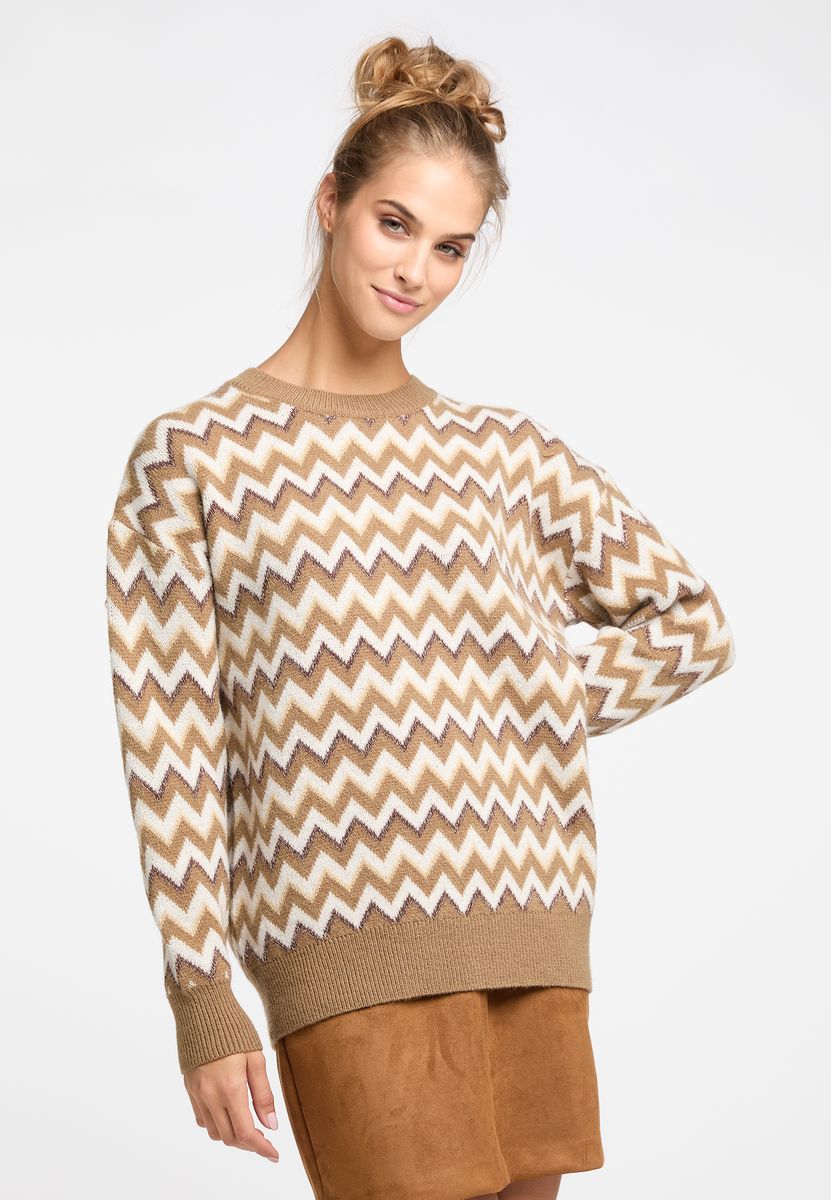 Glitzernder Chevron-Strickpullover