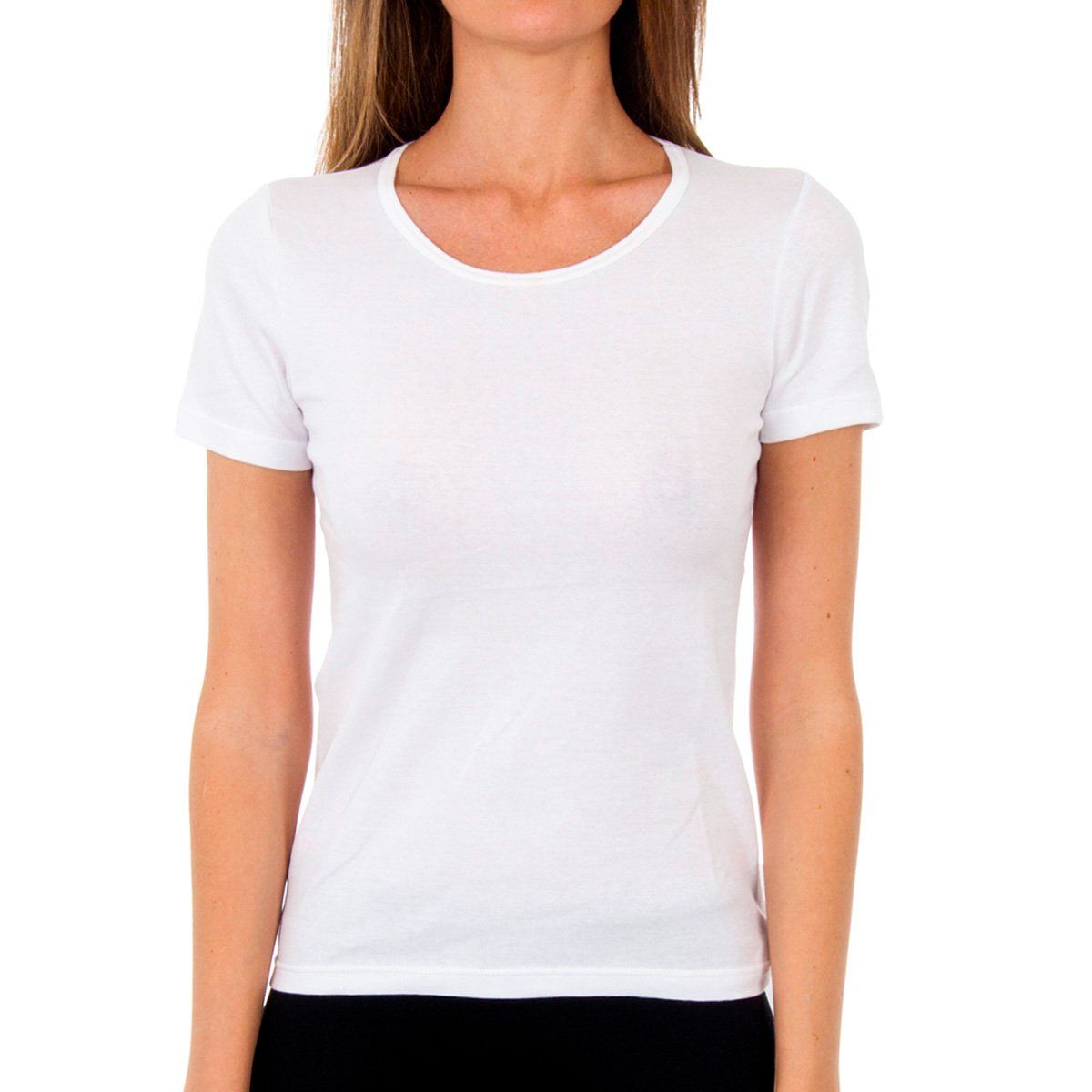 Nahtloses Baumwoll-T-Shirt mit Rundhalsausschnitt