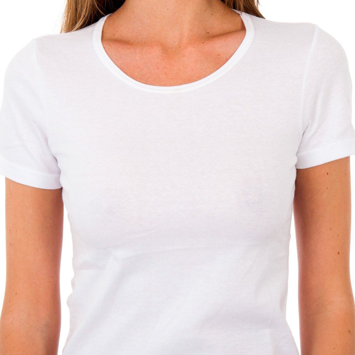 Nahtloses Baumwoll-T-Shirt mit Rundhalsausschnitt