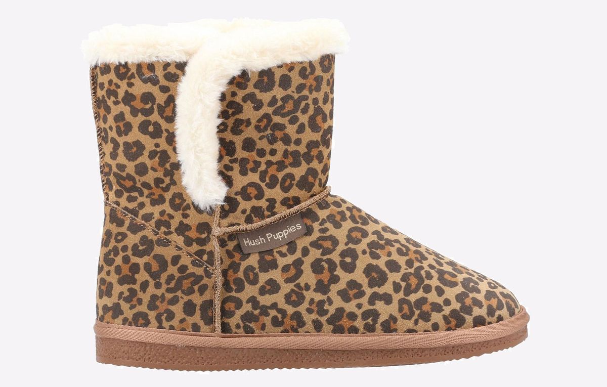 Mit Kunstpelz gefütterte Leoparden-Hausschuhstiefel