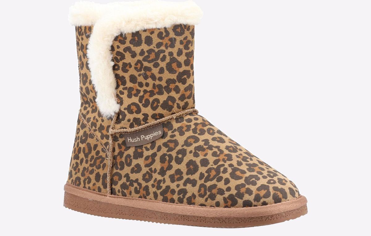 Mit Kunstpelz gefütterte Leoparden-Hausschuhstiefel