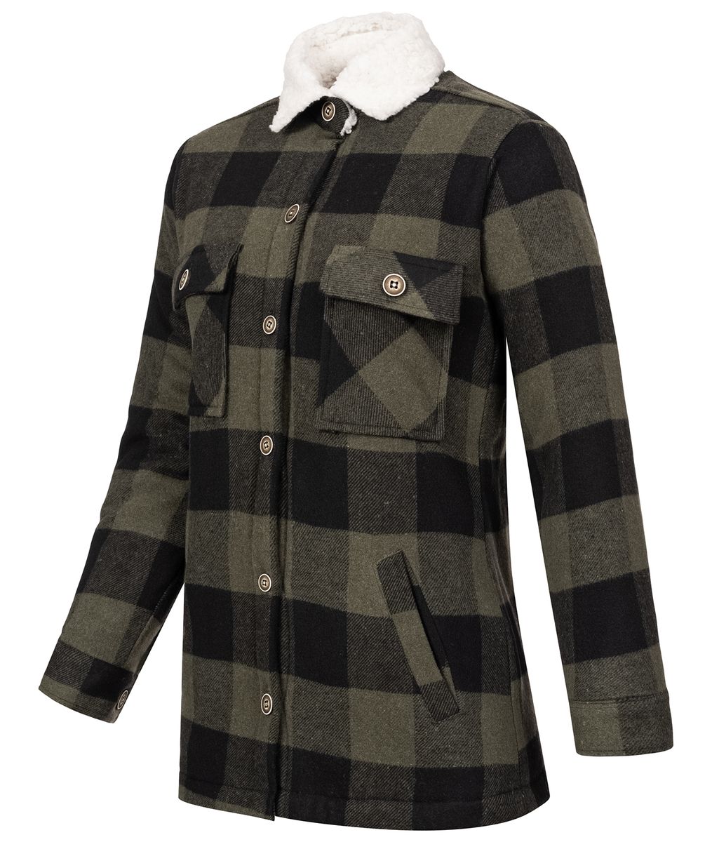Karierte Flanelljacke mit Teddykragen
