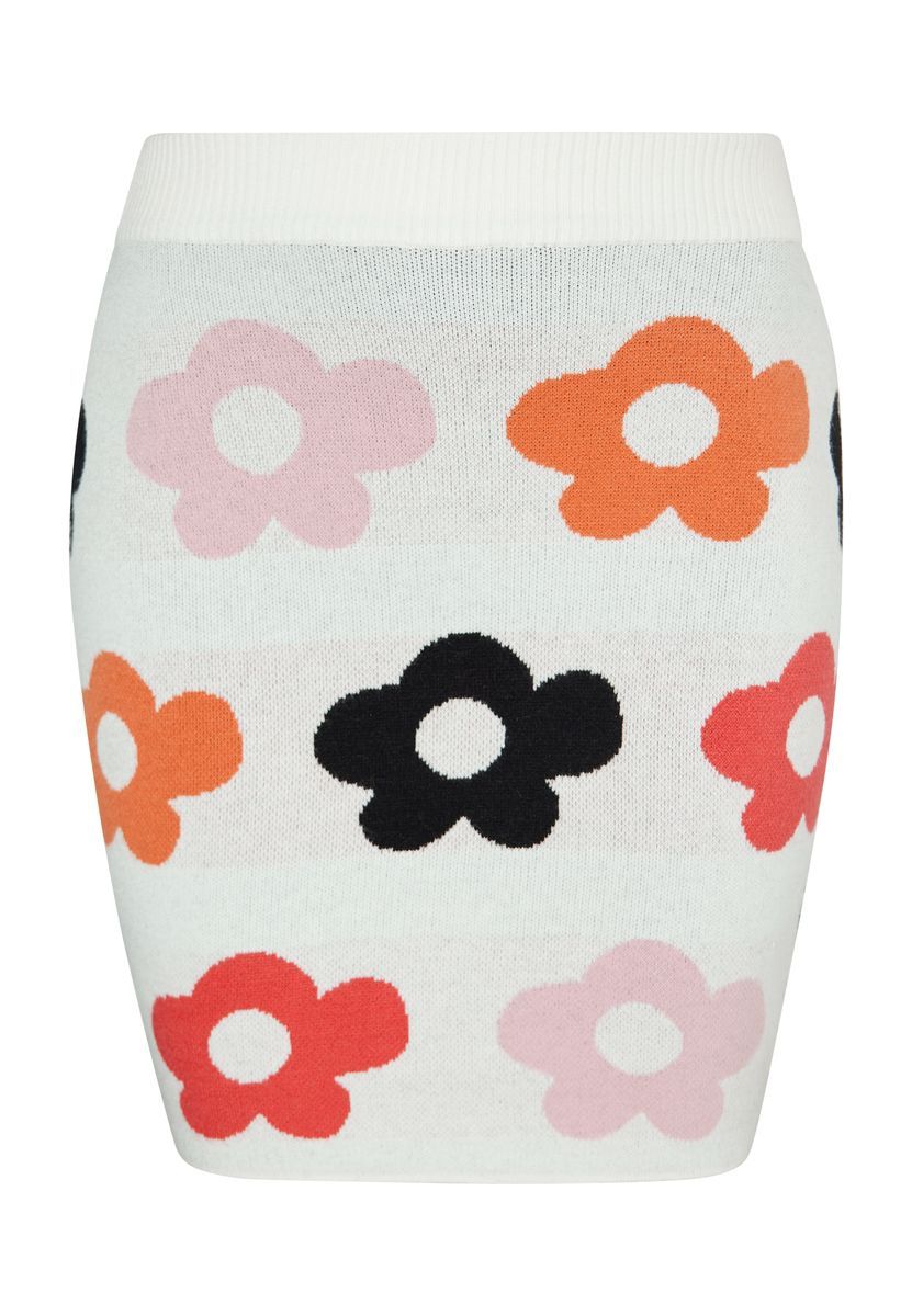 Floral gestrickter Minirock aus Jacquard