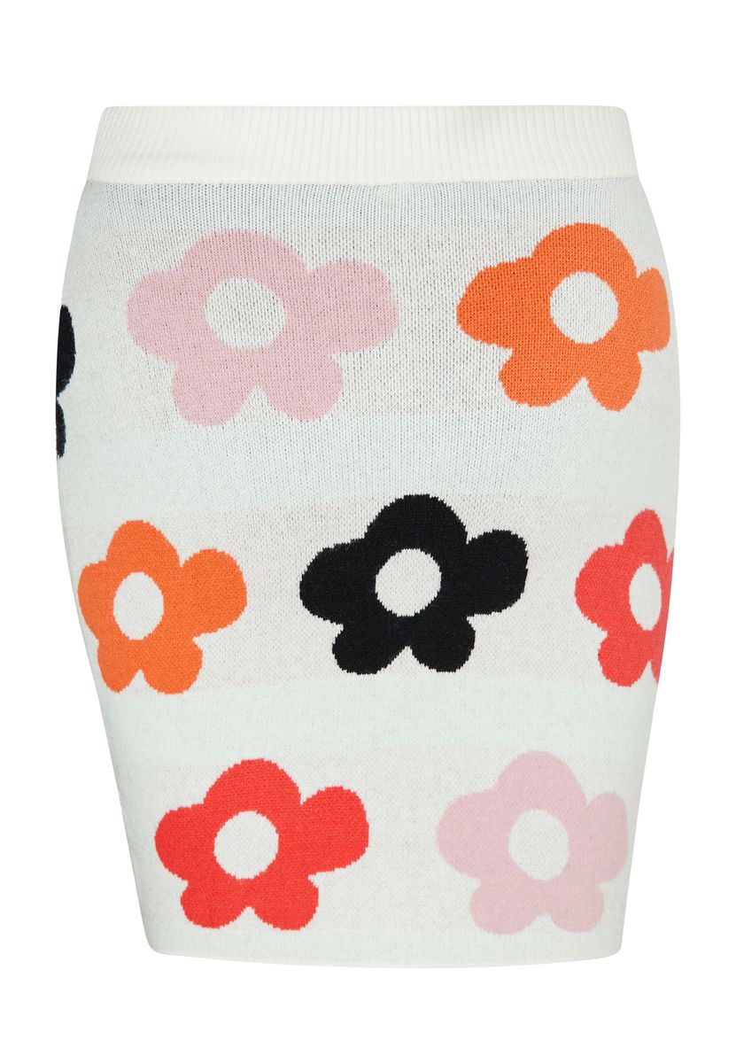 Floral gestrickter Minirock aus Jacquard