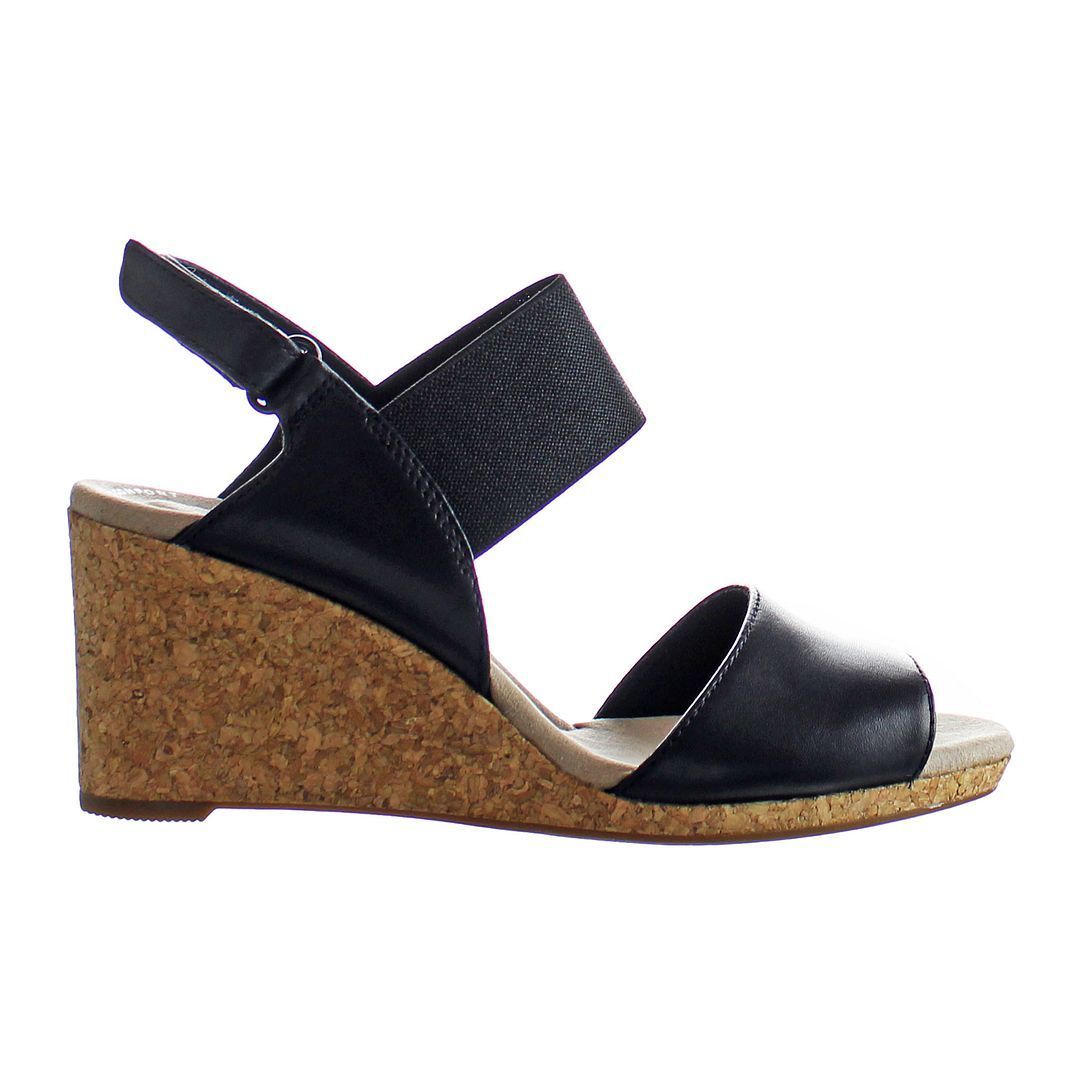 Leder-Keilsandaletten mit Kork-Absatz