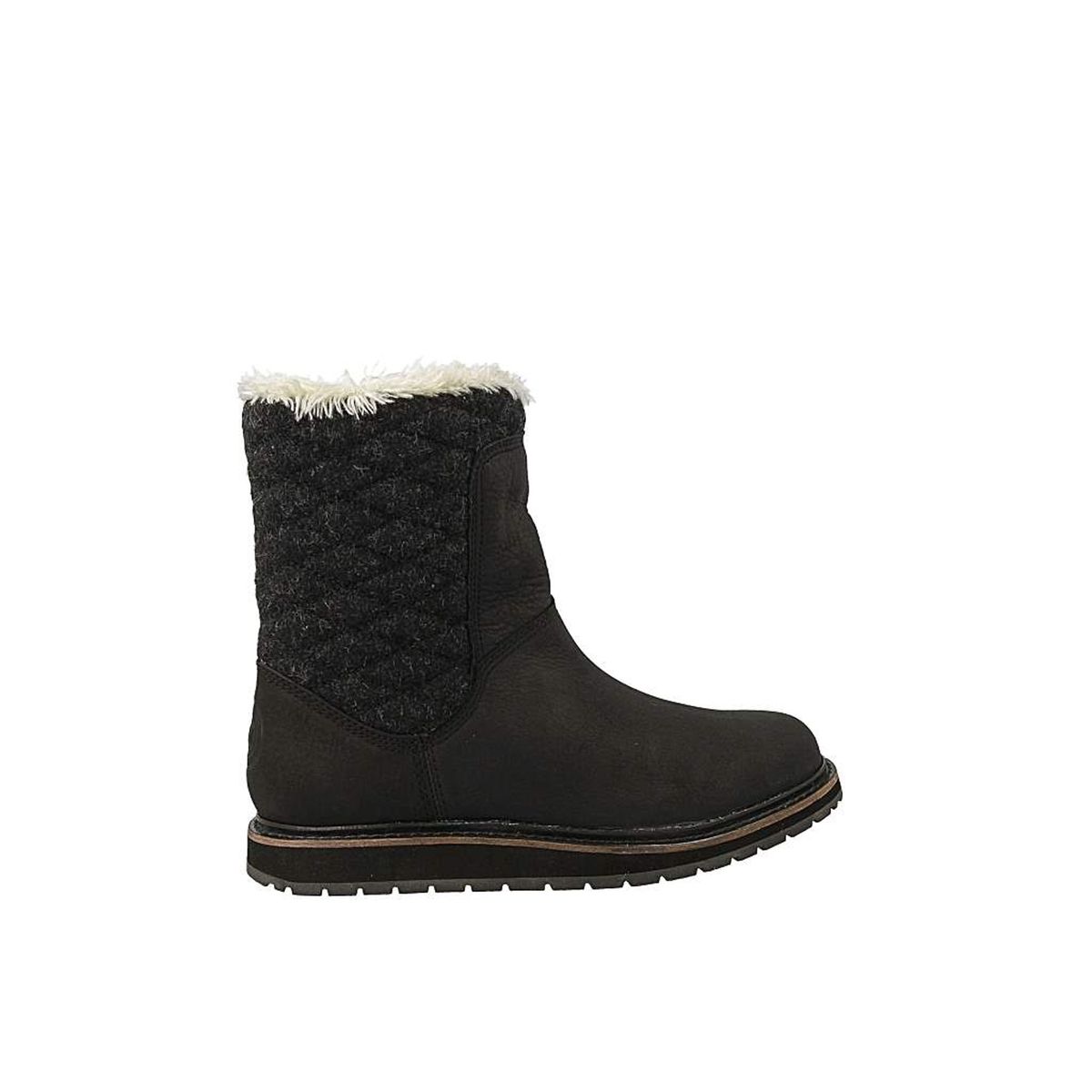 Gesteppte Lederstiefel mit Webpelz