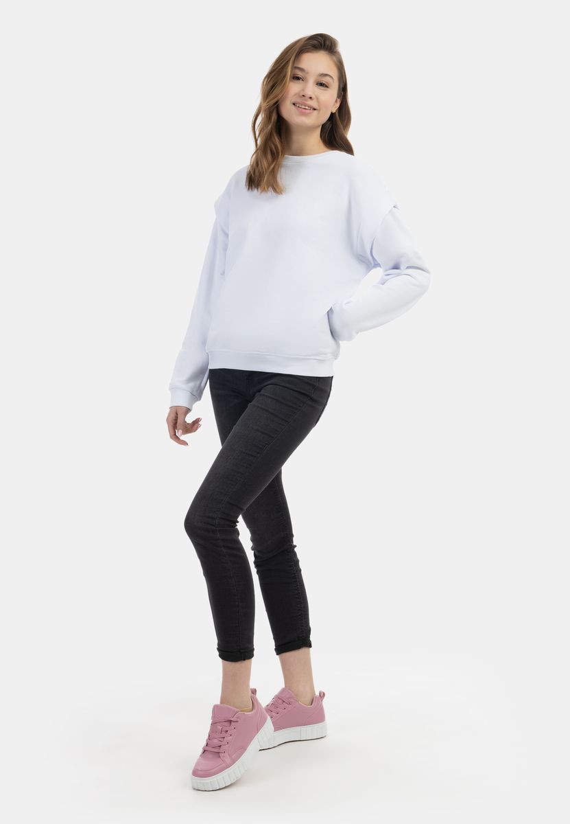 Lockerer Sweatshirt mit Schulter-Overlays