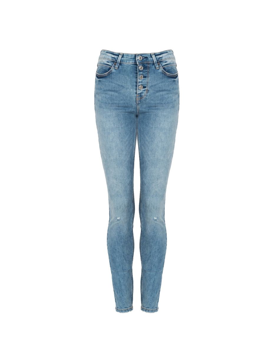 High-Rise Skinny-Jeans mit Knopfleiste