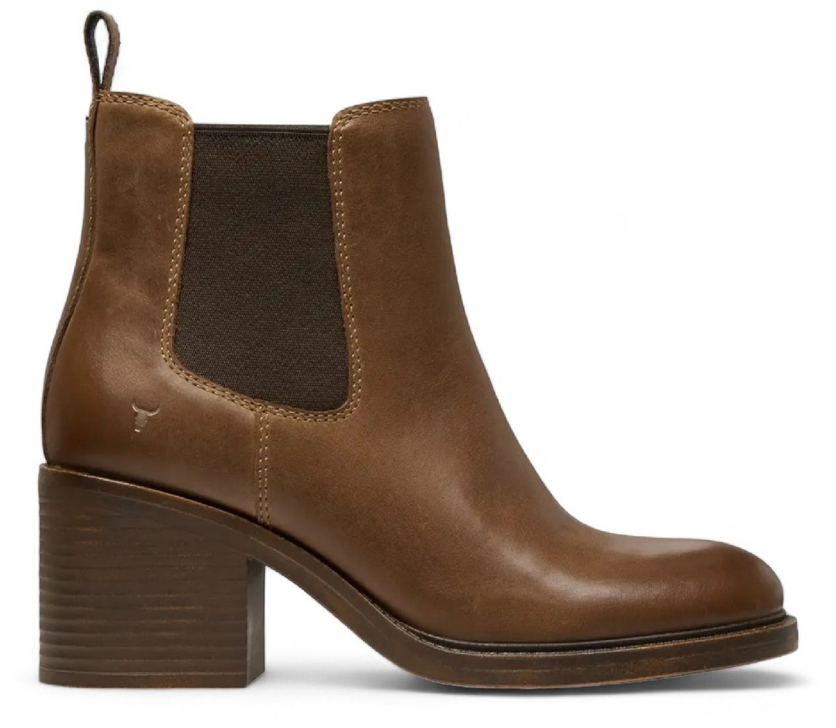 Chelsea-Stiefel aus Leder mit Blockabsatz