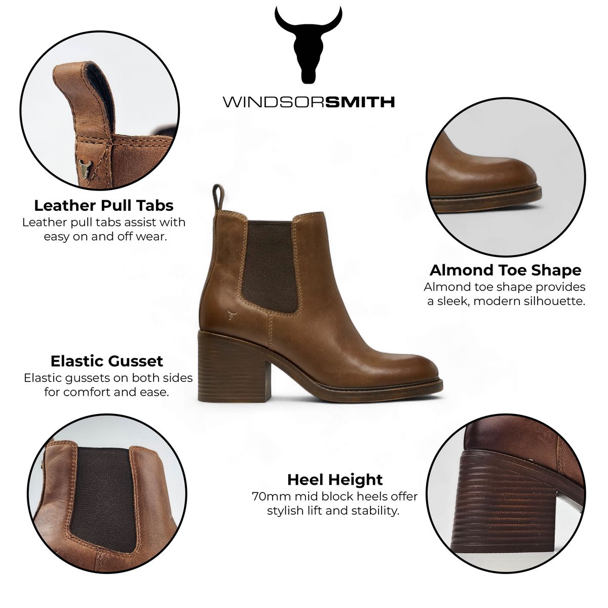 Chelsea-Stiefel aus Leder mit Blockabsatz