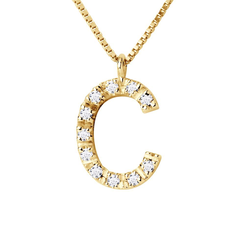 Halskette mit Diamant-Buchstabe C