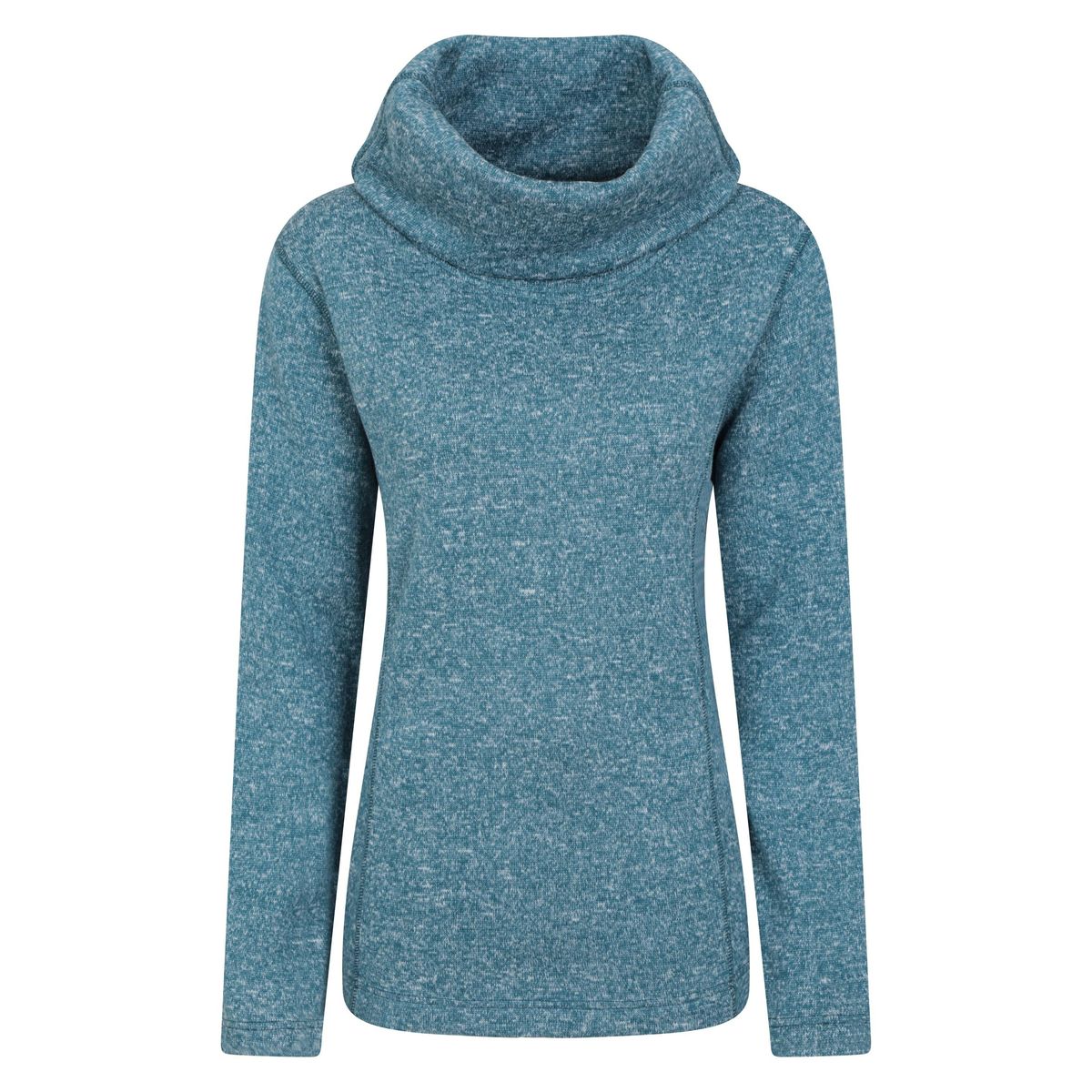 Meliertes Fleece-Oberteil mit Schalkragen