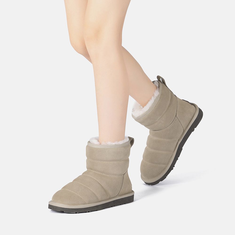 Gesteppte Wildleder Lammfellstiefel