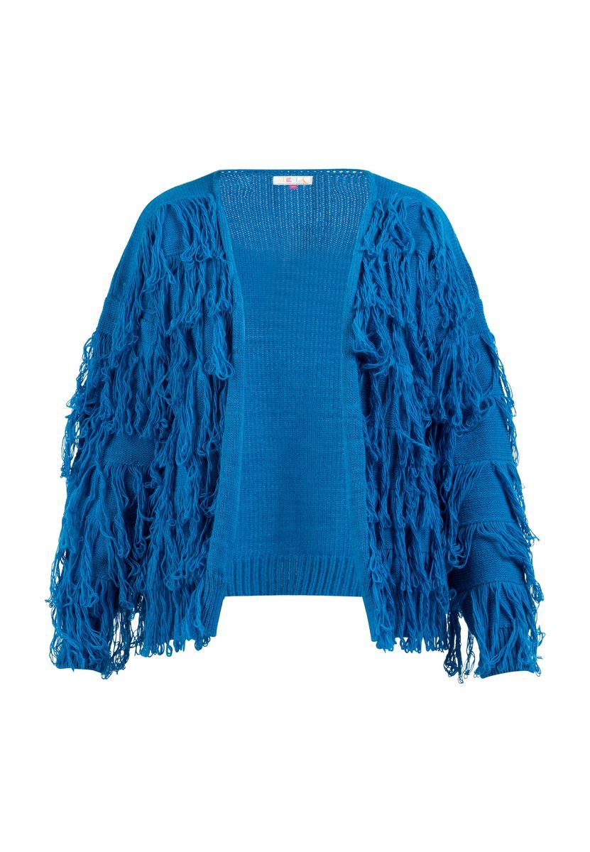 Strukturierte Strickjacke mit Zottelfransen