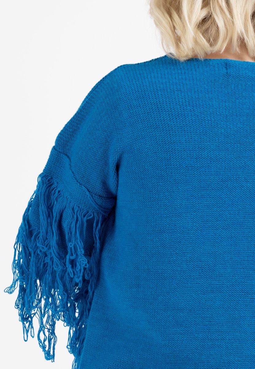 Strukturierte Strickjacke mit Zottelfransen