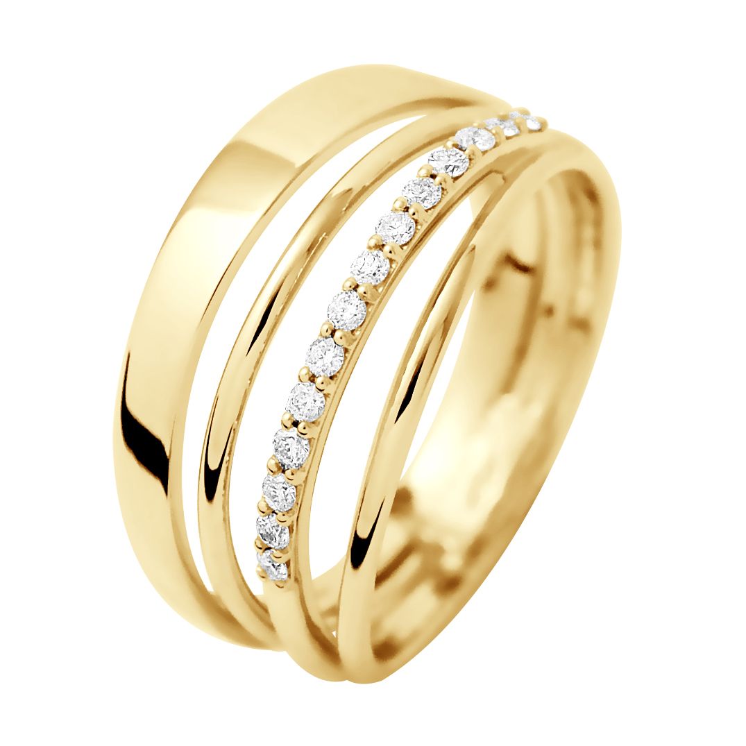 Mehrreihiger Goldring mit Diamanten