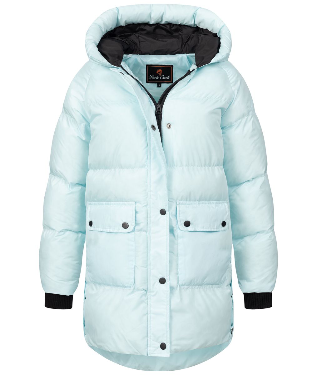Lange wattierte Steppjacke