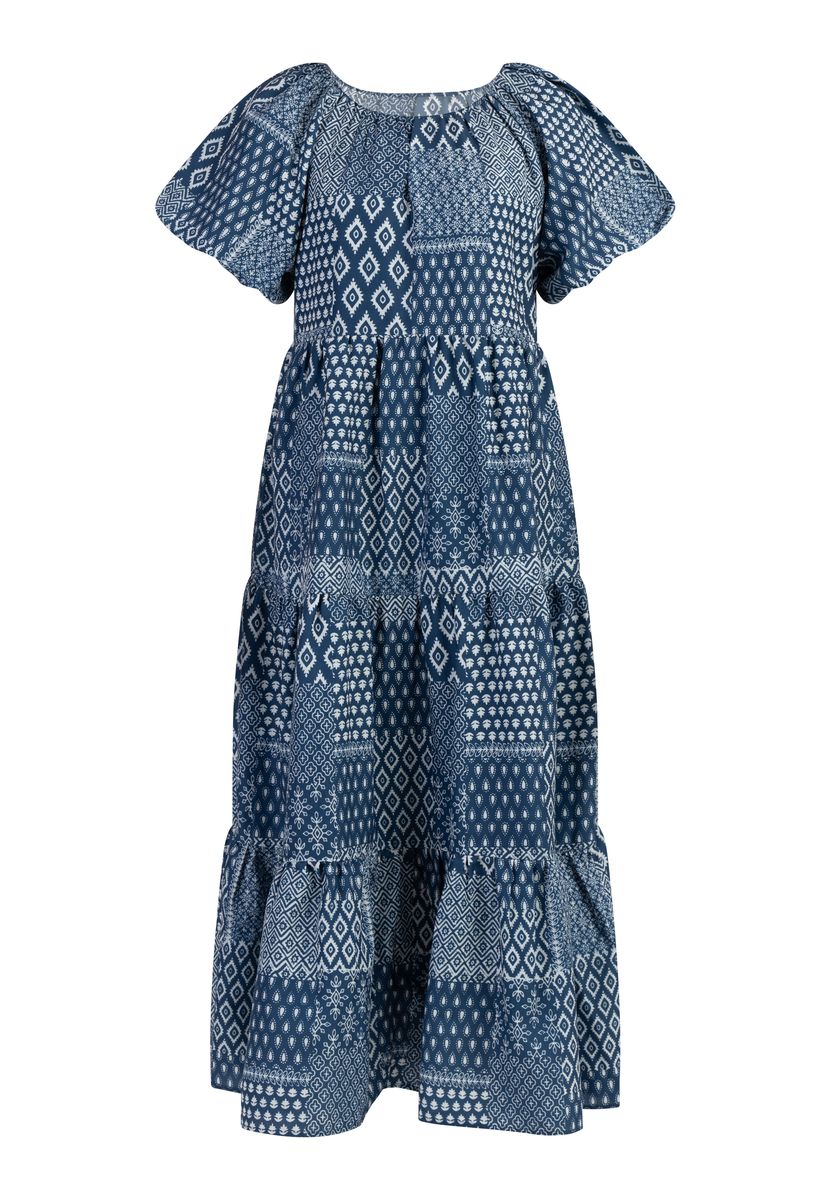 Gestuftes Maxikleid mit Patchwork-Print