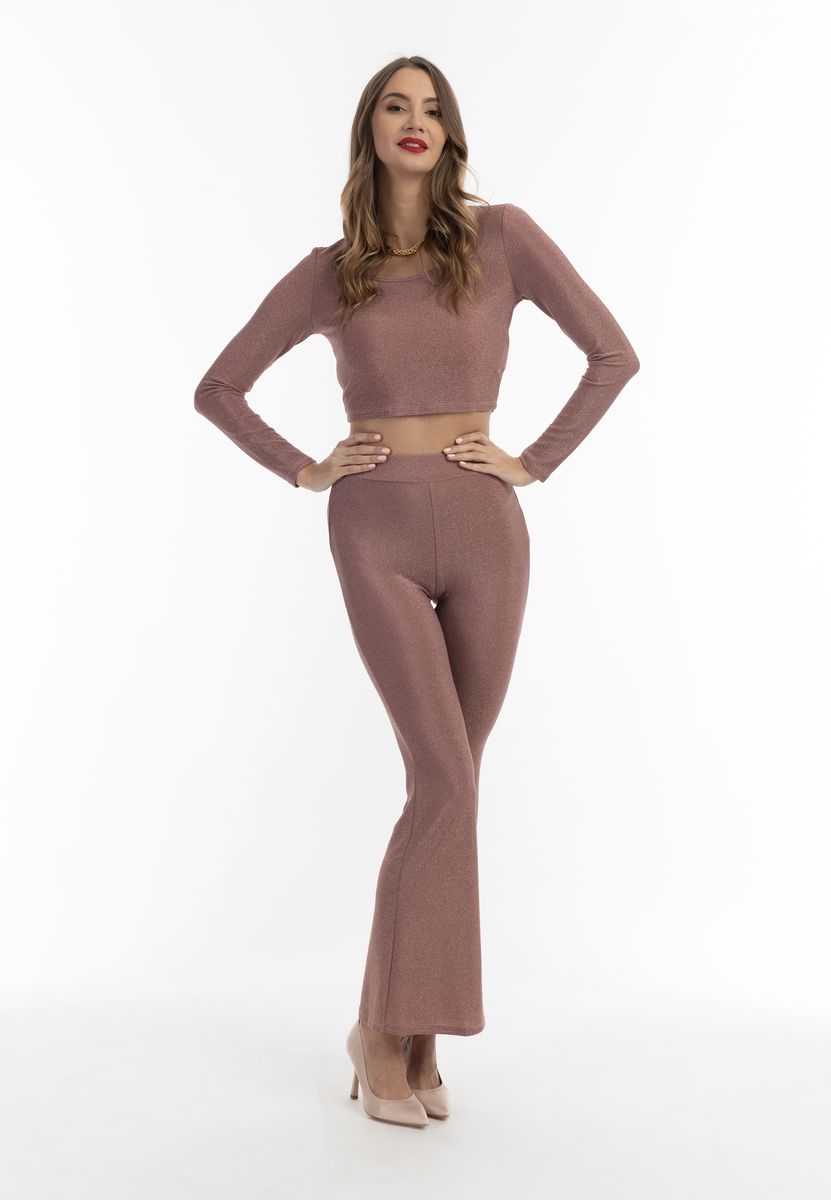 Schimmernde Jersey-Hose mit Schlag