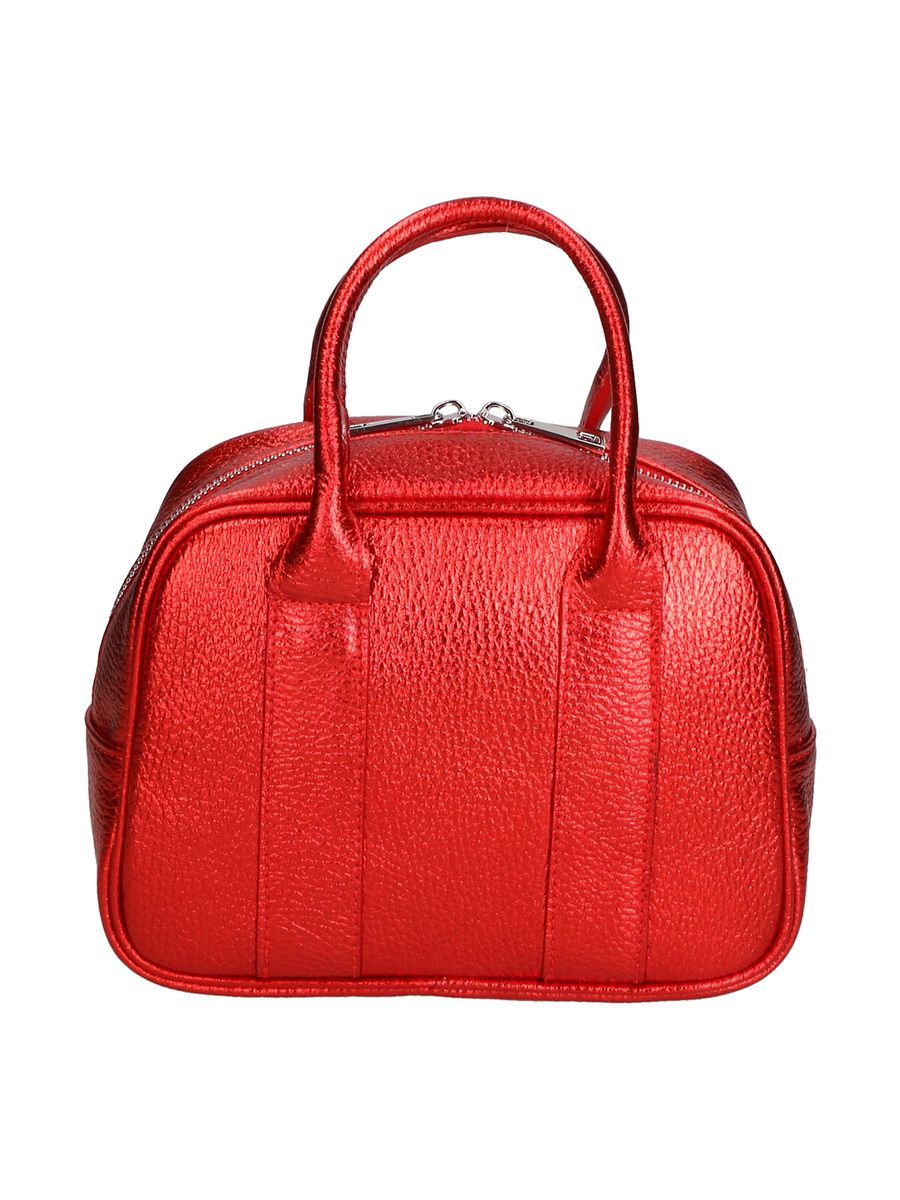 Mini-Handtasche aus Metallic-Narbenleder