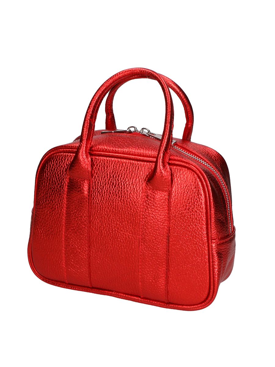 Mini-Handtasche aus Metallic-Narbenleder