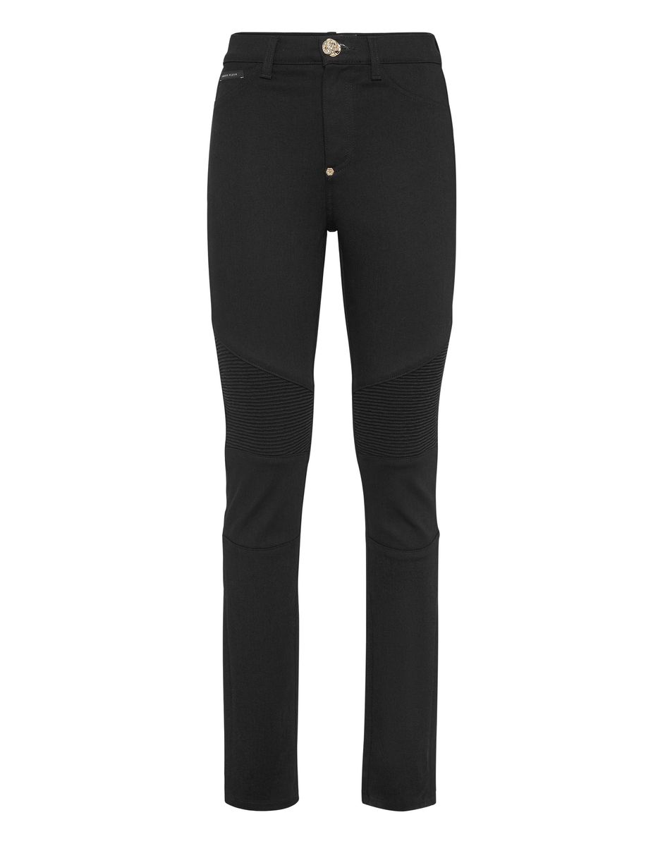 Biker-Skinny-Jeans mit hohem Bund