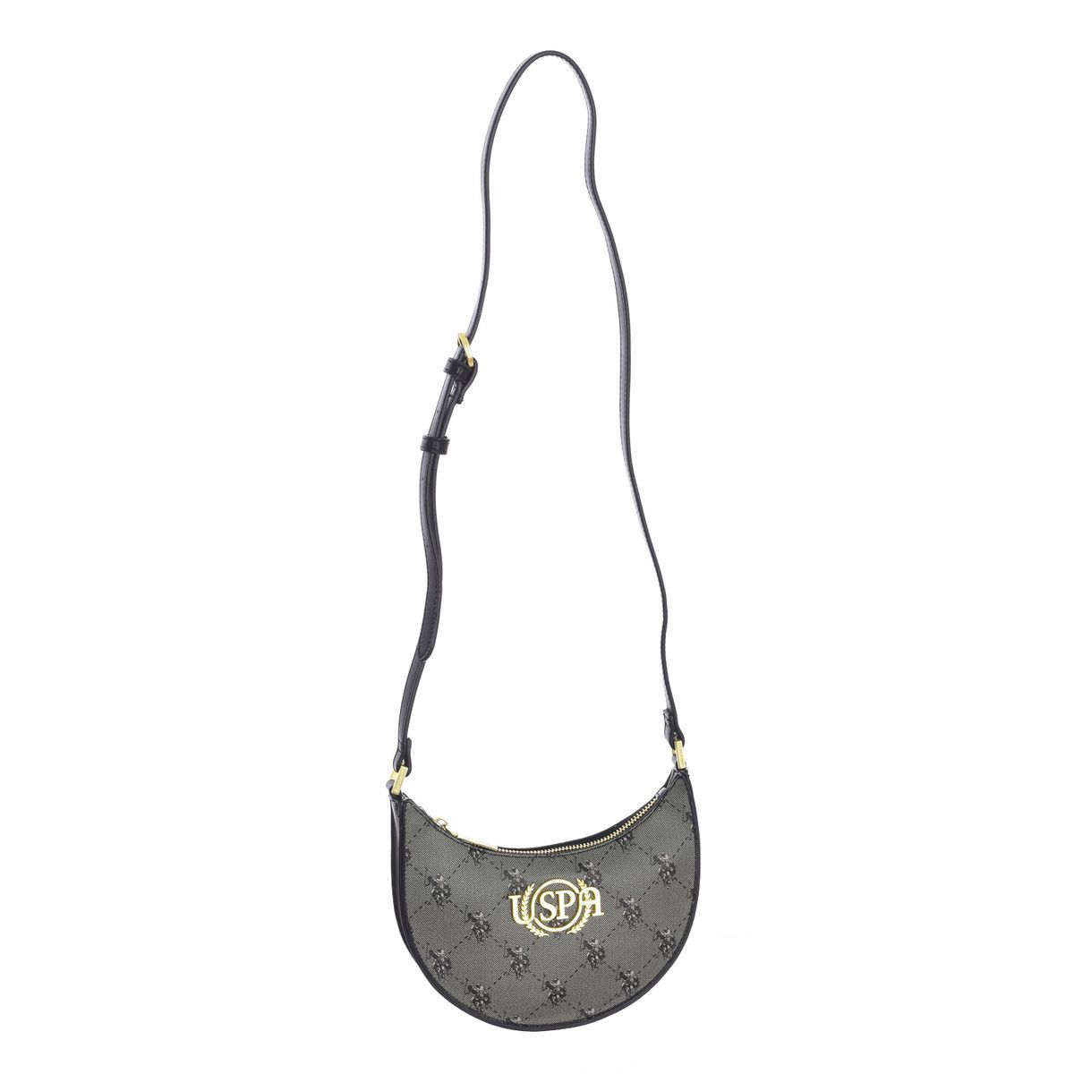 Halbmond-Umhängetasche mit Monogramm