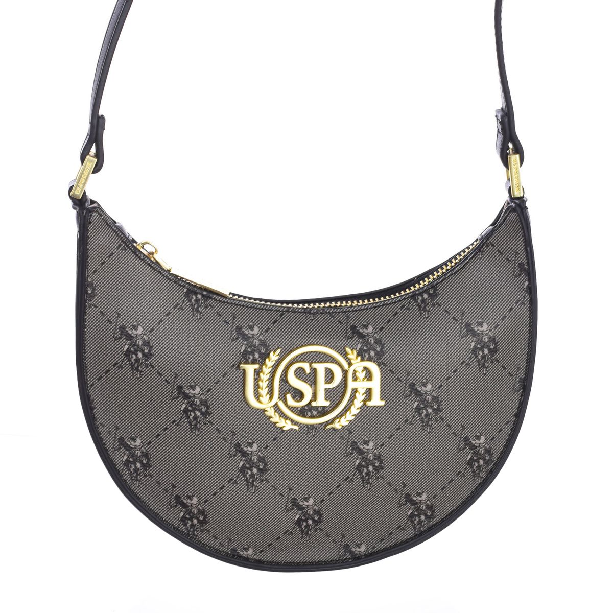 Halbmond-Umhängetasche mit Monogramm