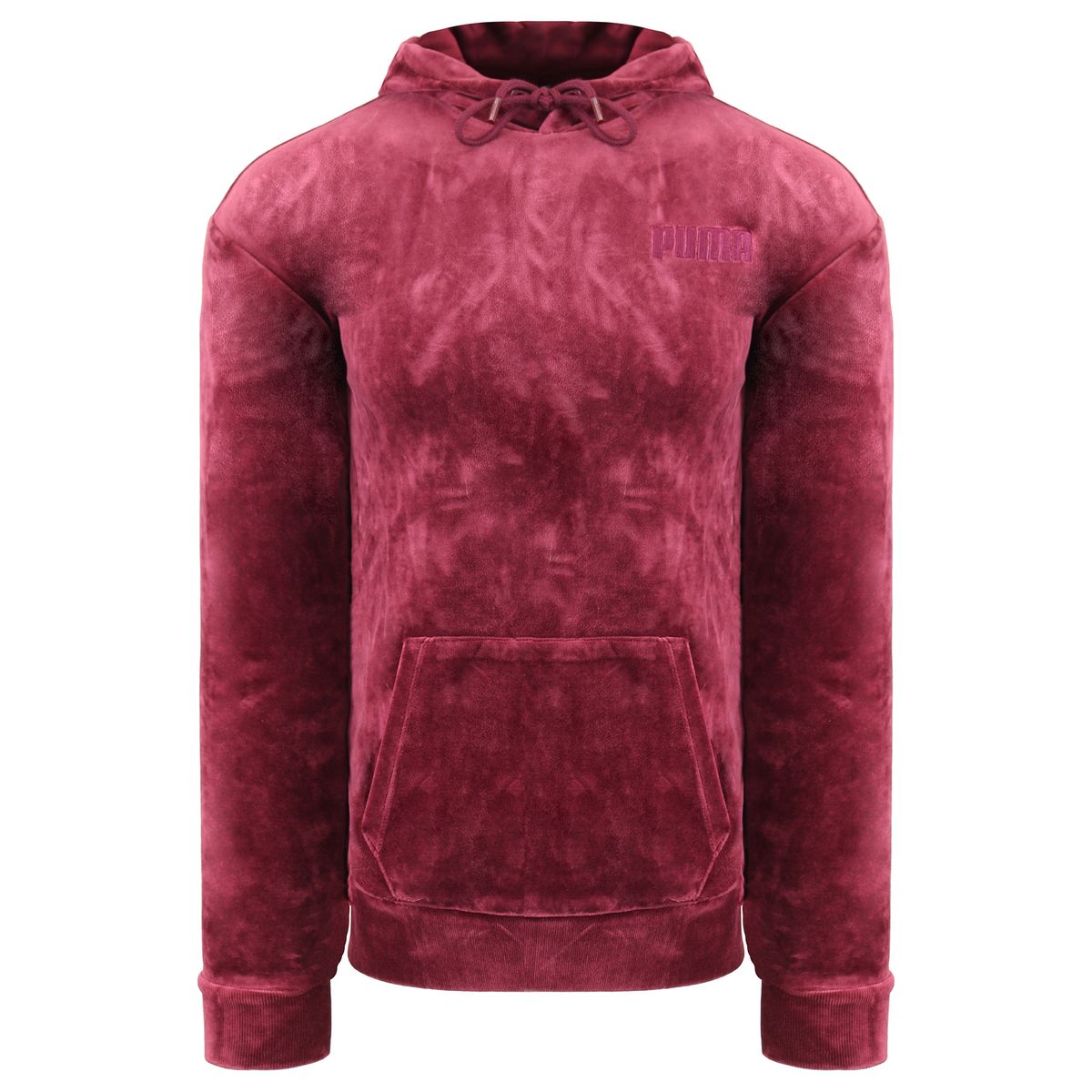 Bestickter Velours-Hoodie mit Kängurutasche