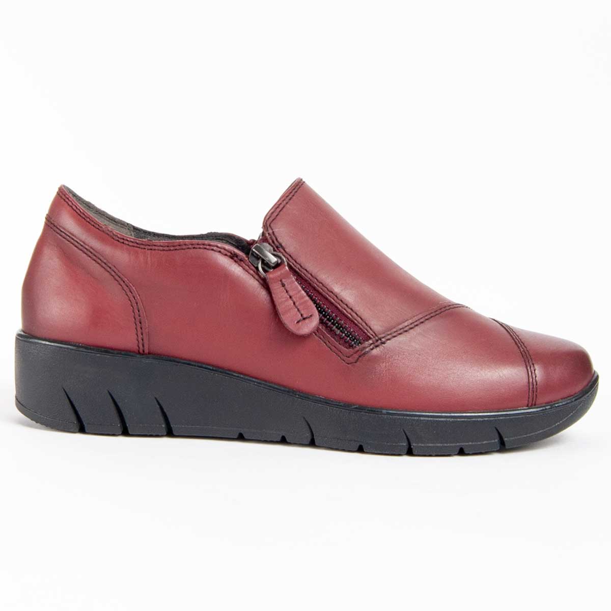 Leder-Slipper mit seitlichem Reißverschluss