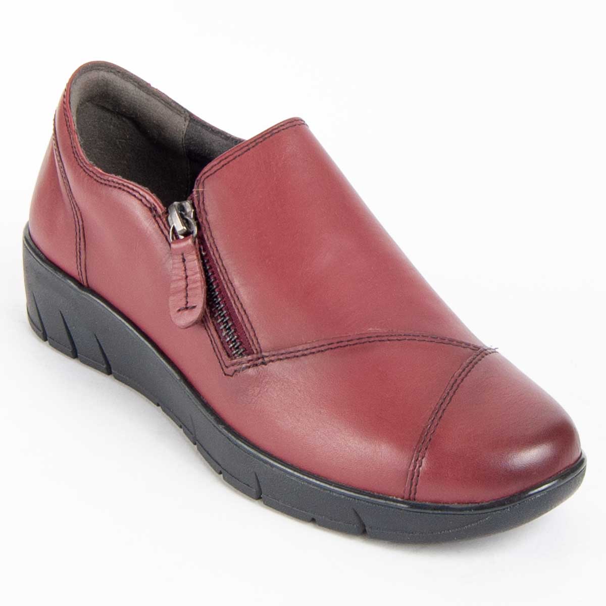 Leder-Slipper mit seitlichem Reißverschluss