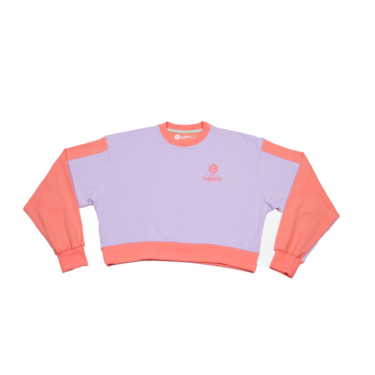 Kurzes Color-Block Sweatshirt mit Rundhals