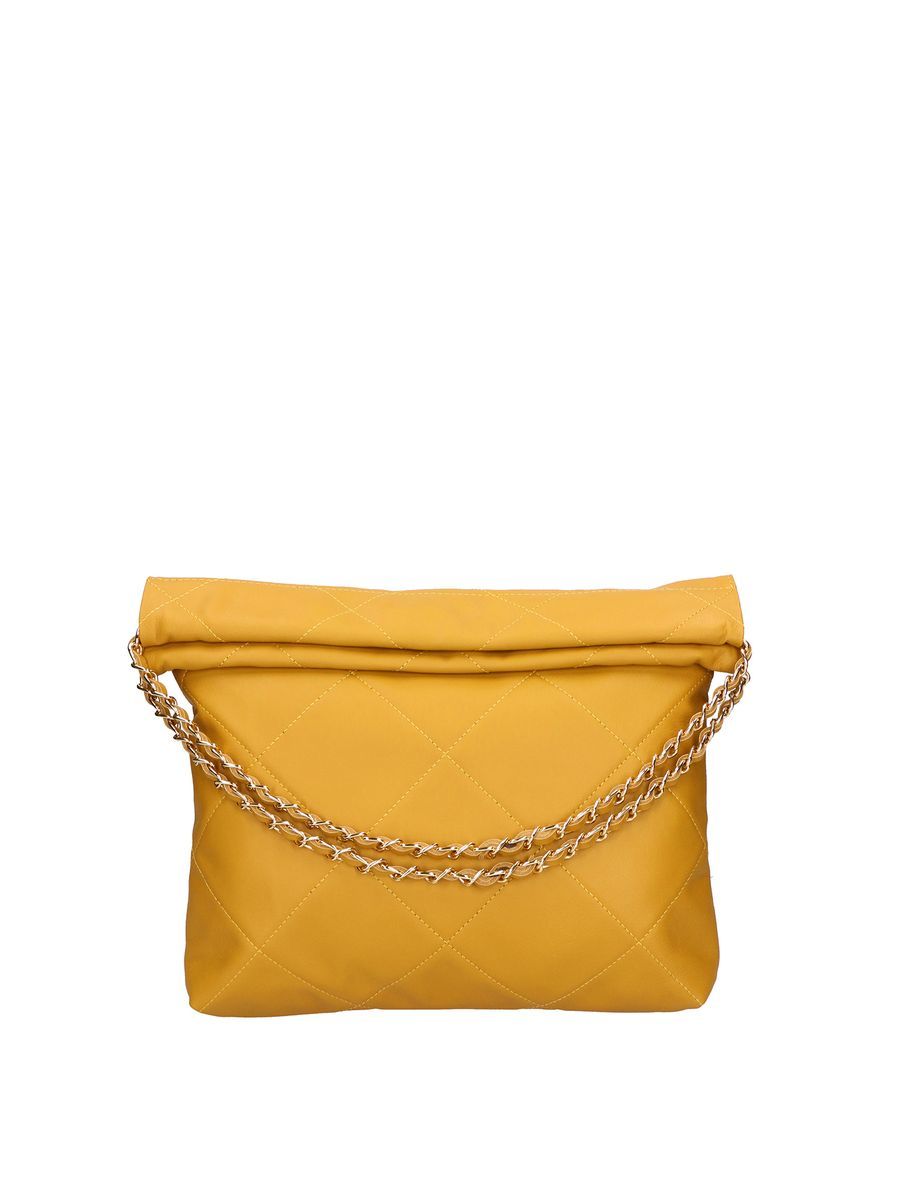 Gesteppte Leder-Schultertasche mit Kette