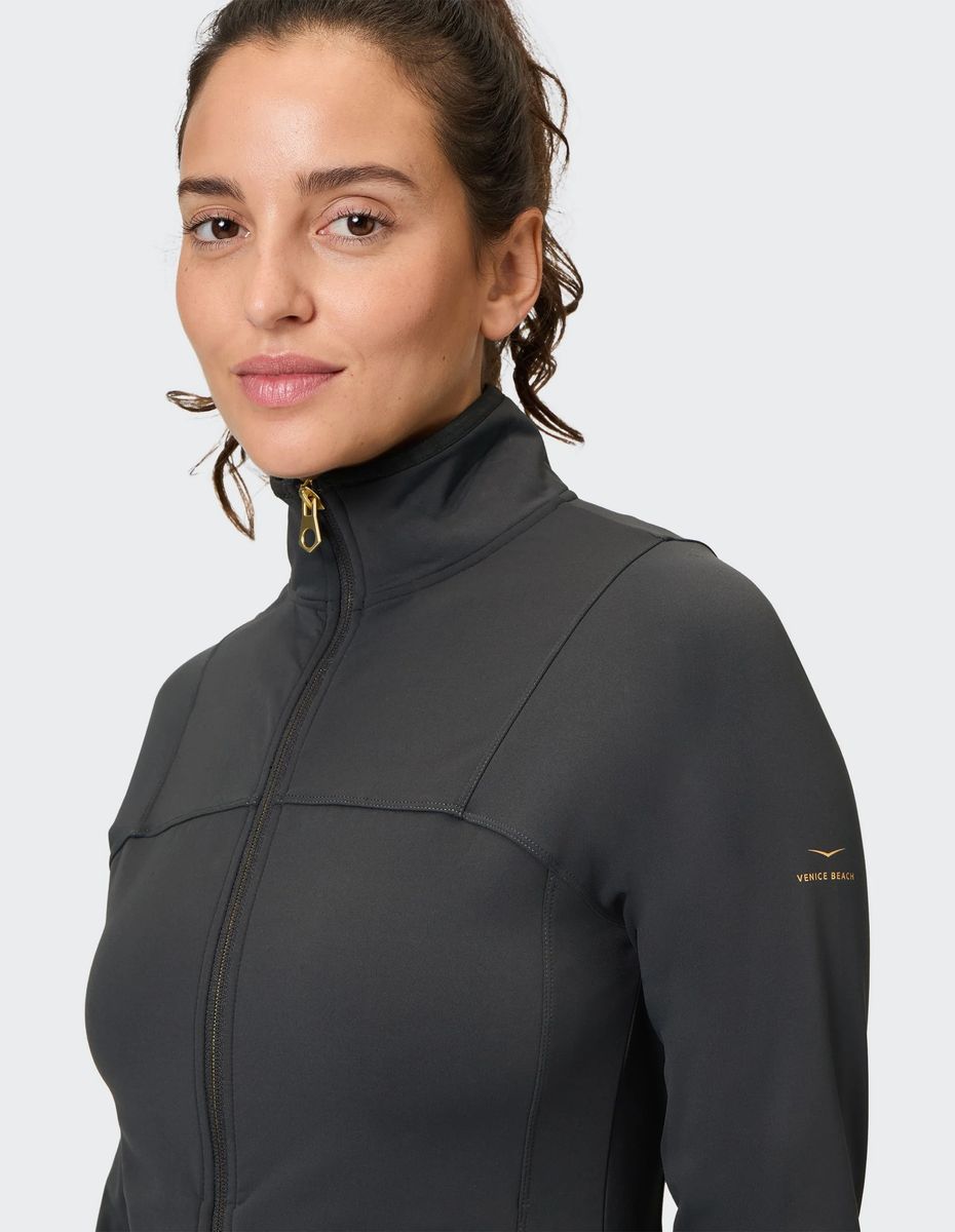 Trainingsjacke mit Stehkragen und Reißverschluss