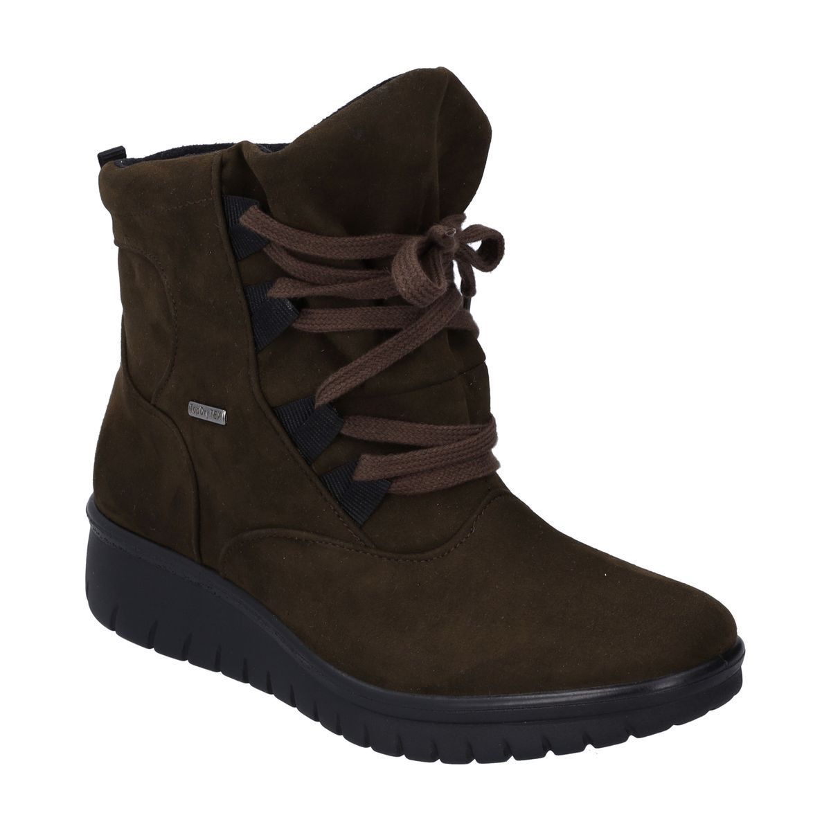 Schnürstiefeletten aus Wildlederimitat