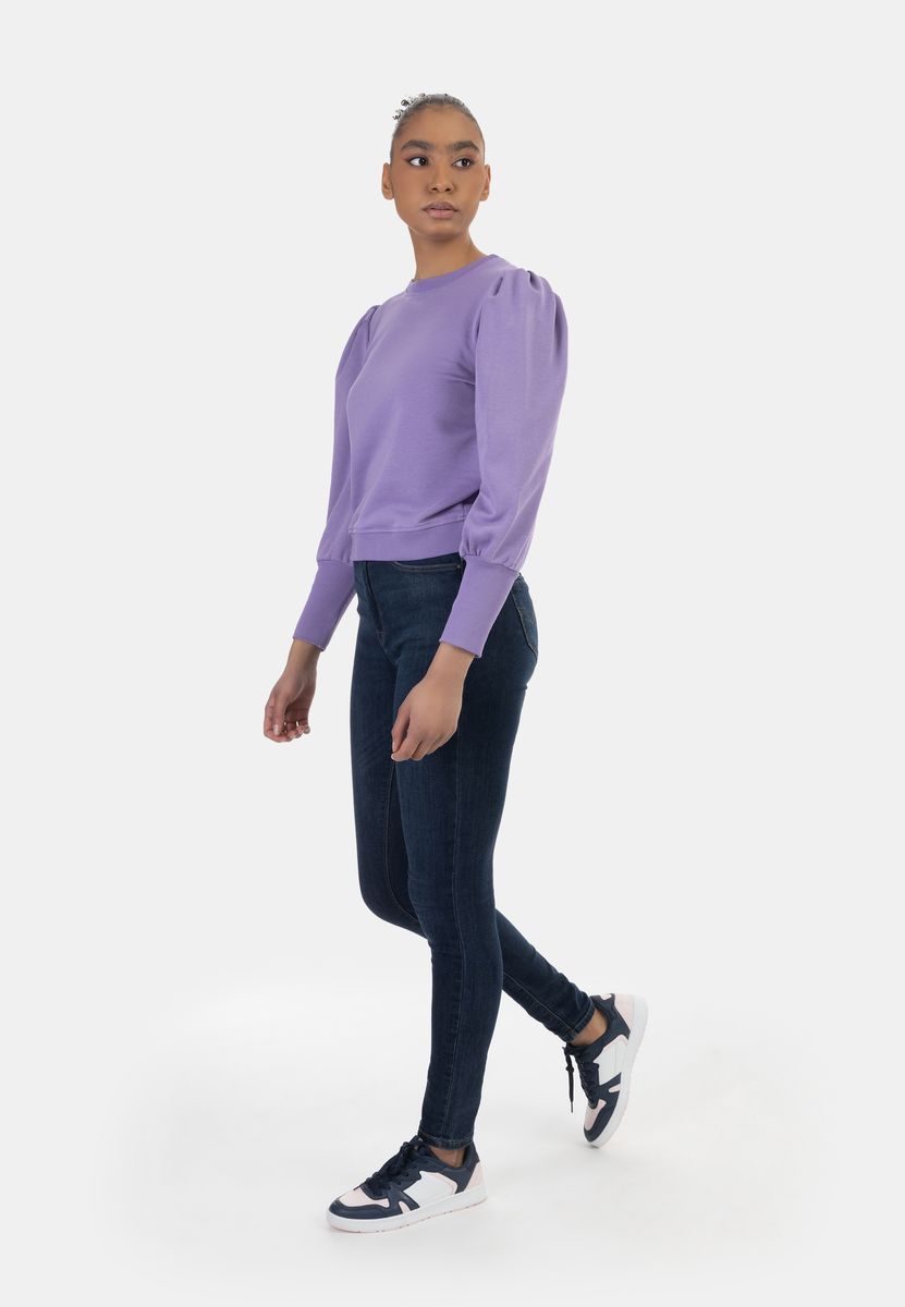 Sweatshirt mit Puffärmeln und Rippbündchen