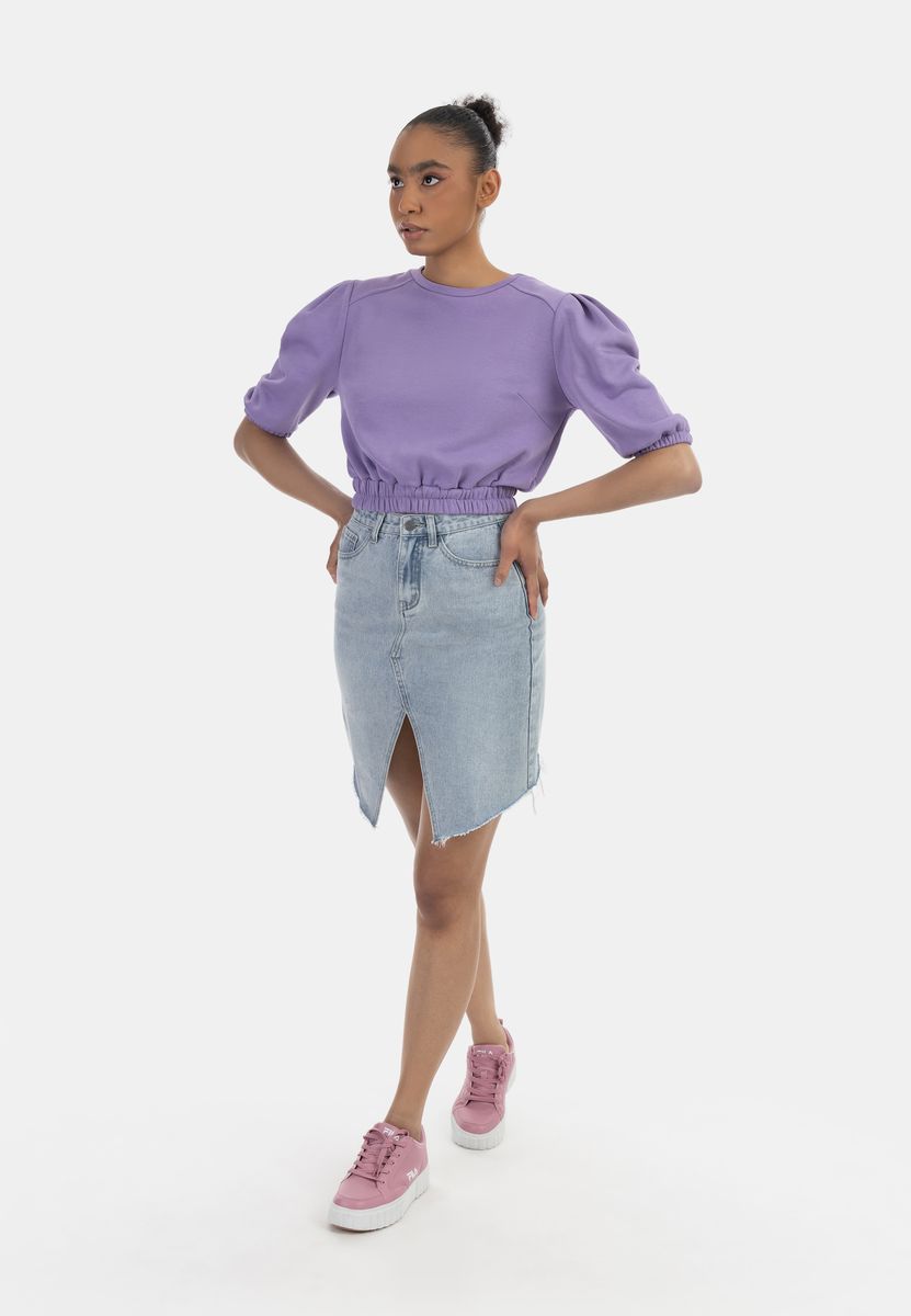 Sweatshirt mit Puffärmeln und Rippbündchen