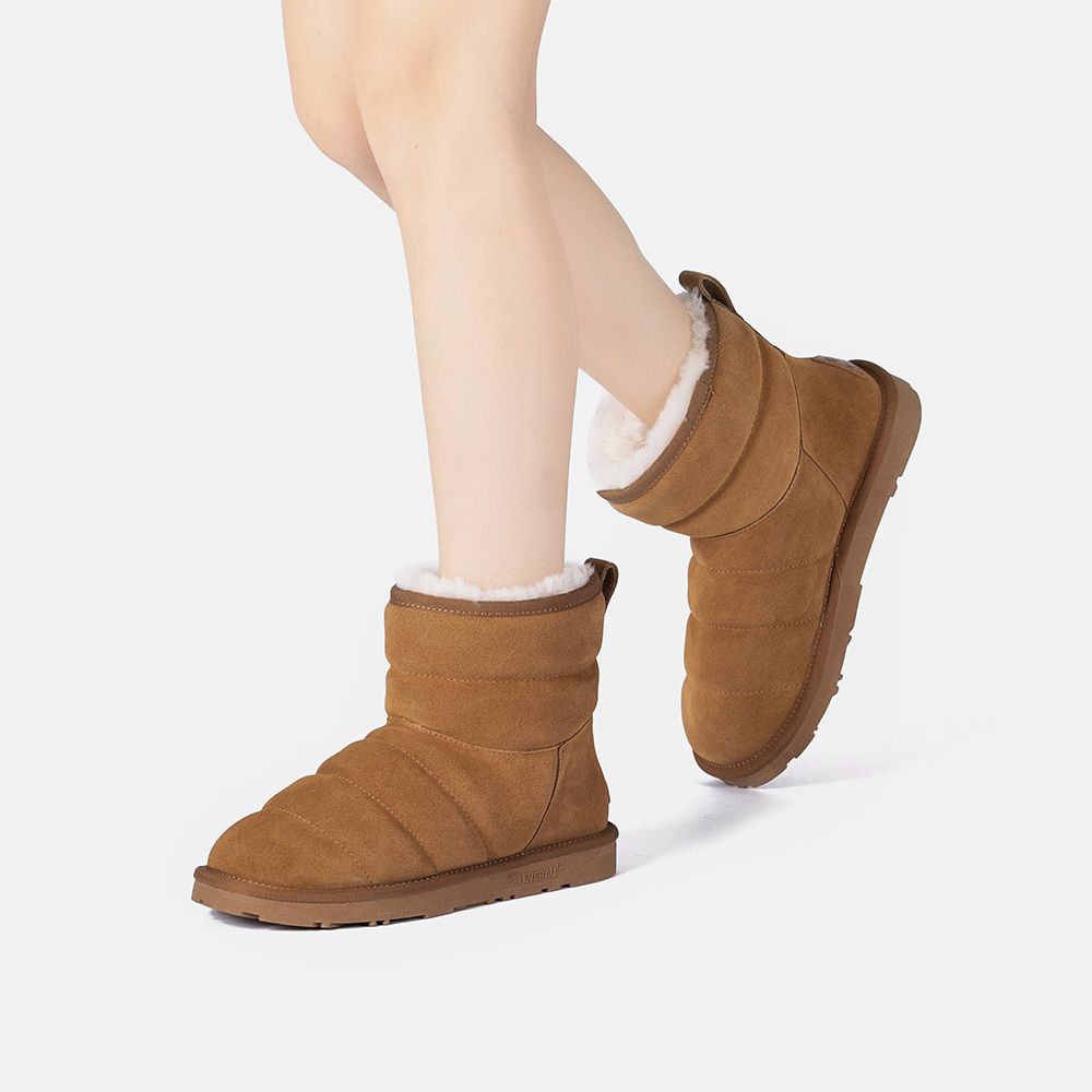 Gesteppte Wildleder Mini Boots