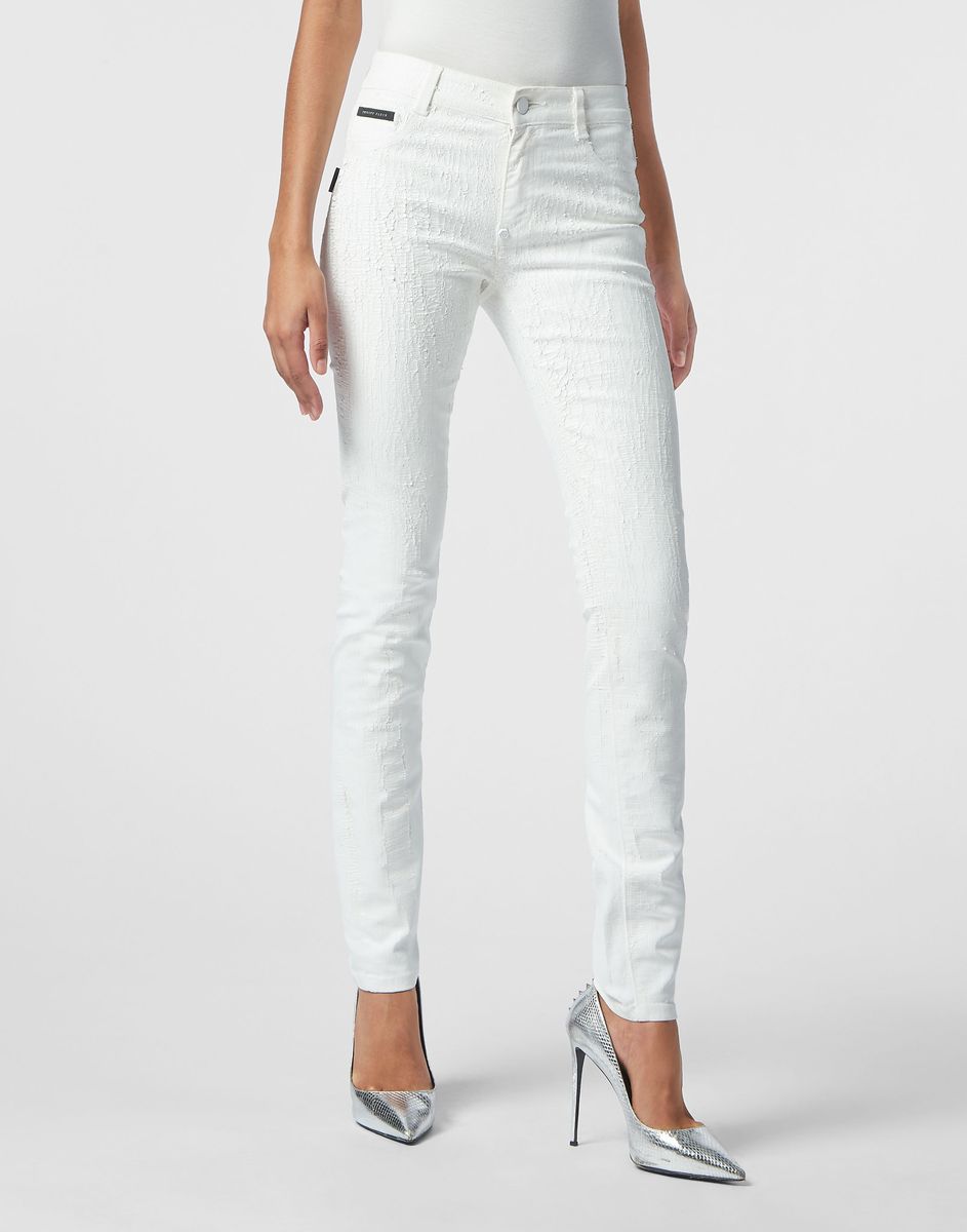 Stretch-Denim-Jeggings mit Crackle-Effekt