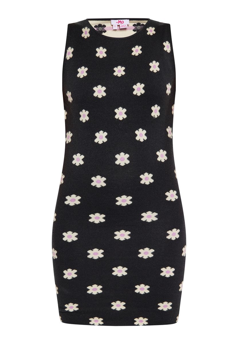 Ärmelloses Jacquard-Mini mit Blumenmuster