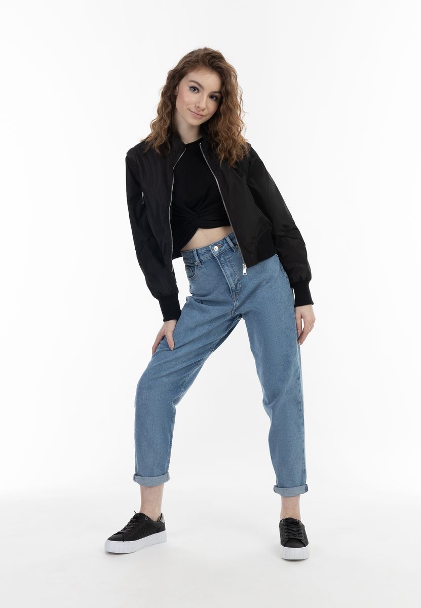 Kurz geschnittene Blousonjacke mit Rippbündchen