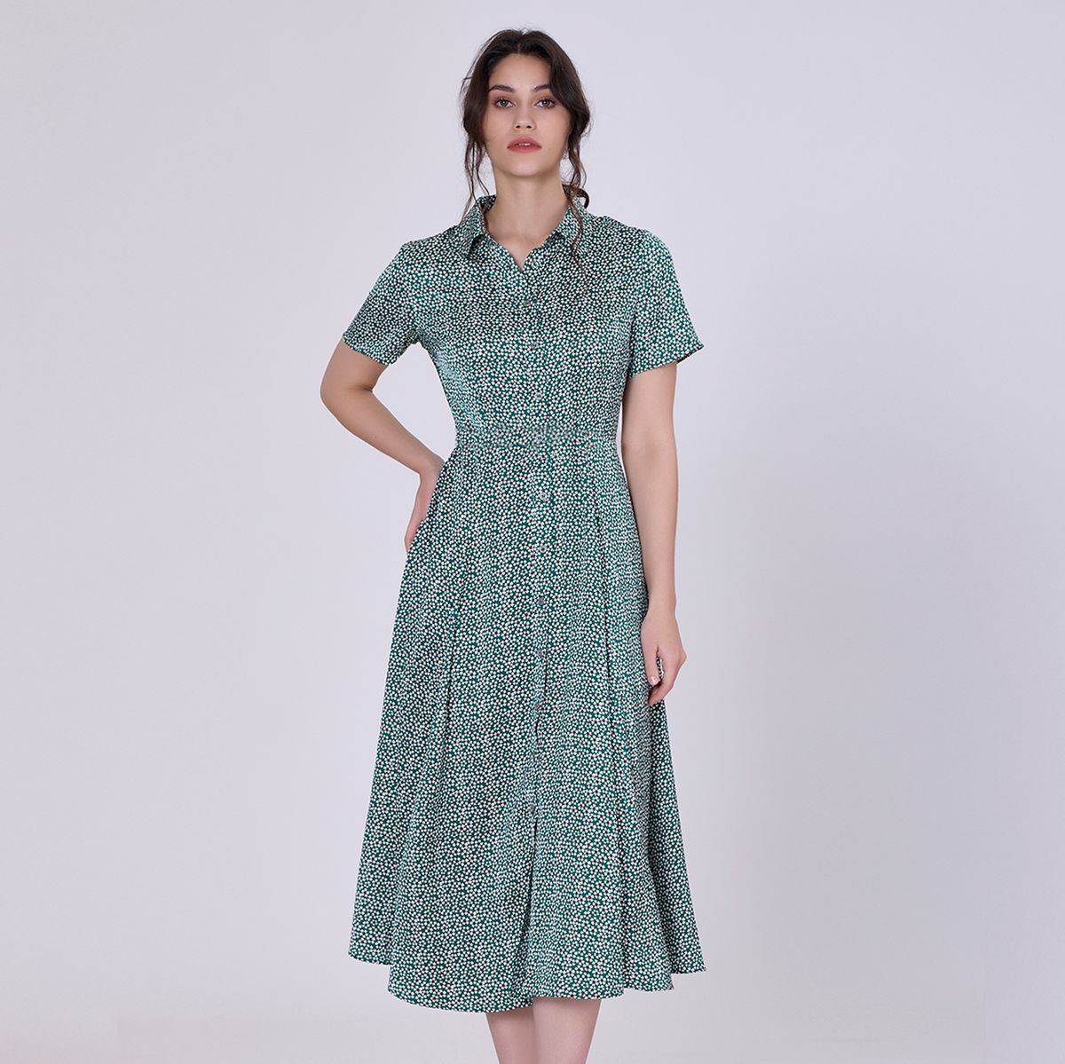 Midikleid mit grafischem Print