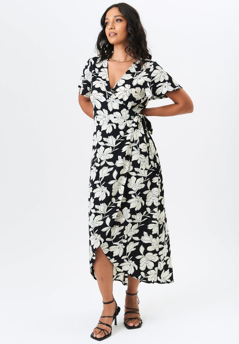 Florales Wickel-Midikleid