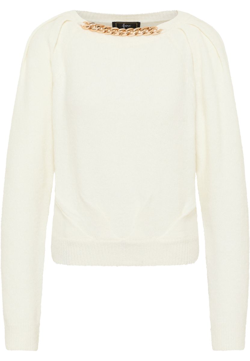 Eleganter Plissee-Pullover mit Kette