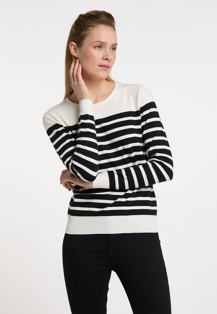 Maritimer Streifenpullover mit V-Ausschnitt