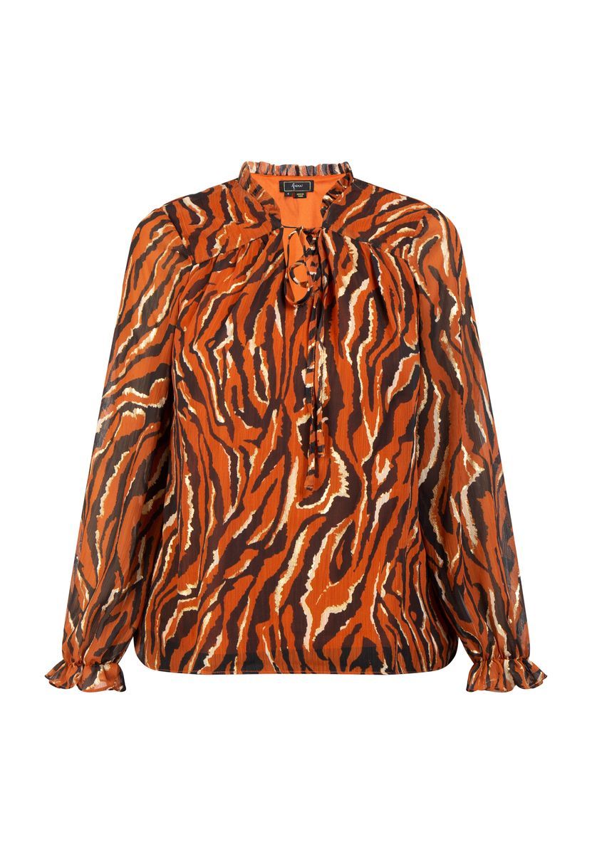 Bluse mit Animal-Print und Rüschen