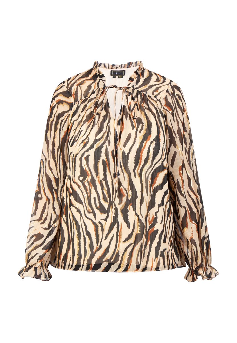Bluse mit Animal-Print und Rüschen