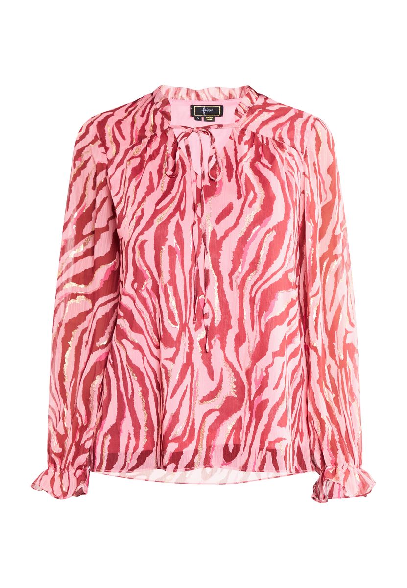 Bluse mit Animal-Print und Rüschen